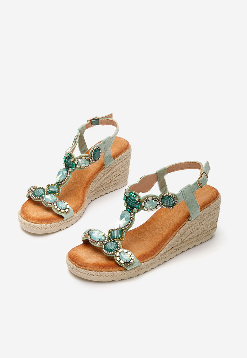 Turkusowe espadryle na koturnie Aleeza