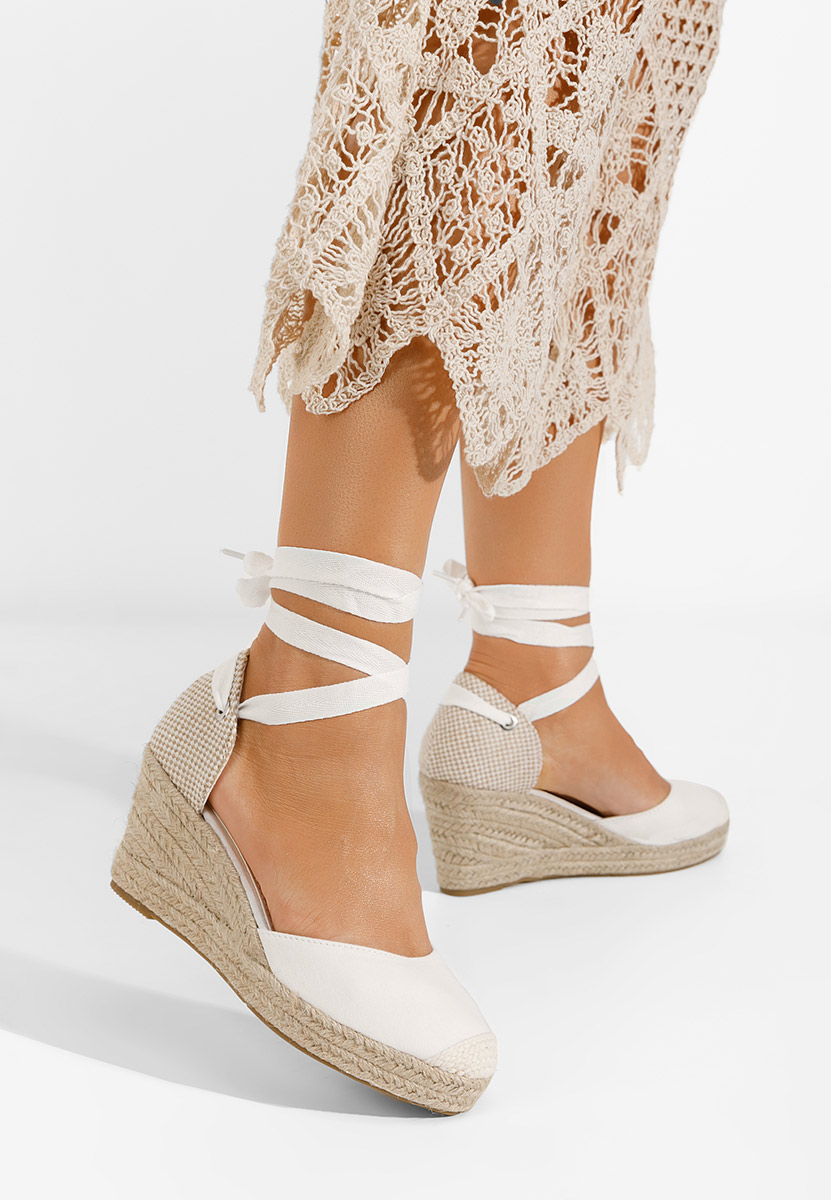 Białe espadryle na koturnie Vilena V2