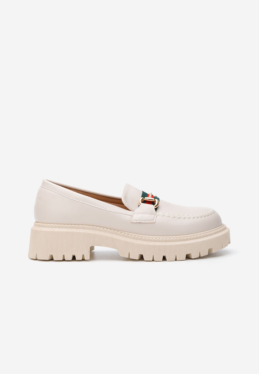 Beżowe mokasyny na grubej podeszwie Hindira