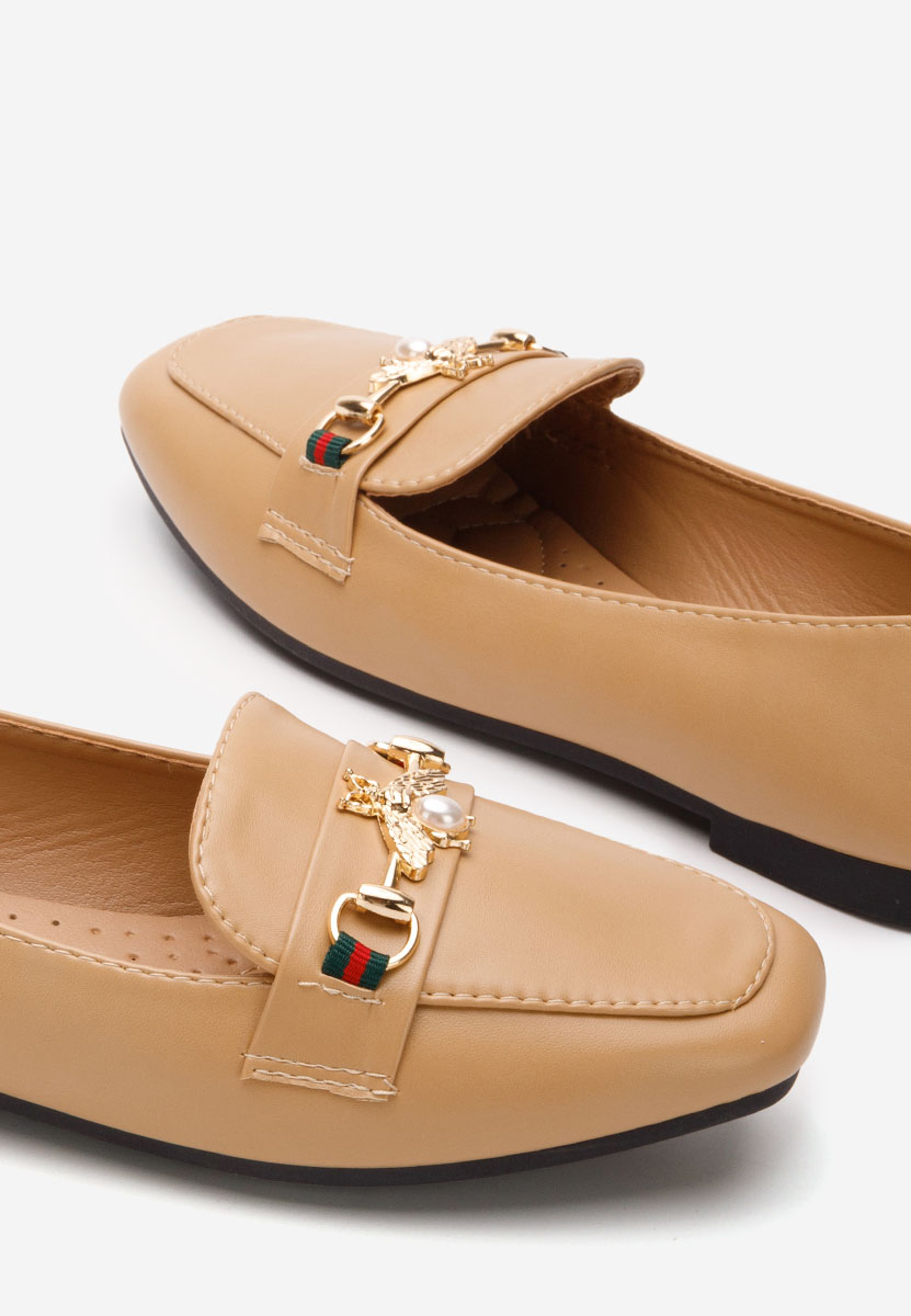 Khaki eleganckie mokasyny damskie Tamera