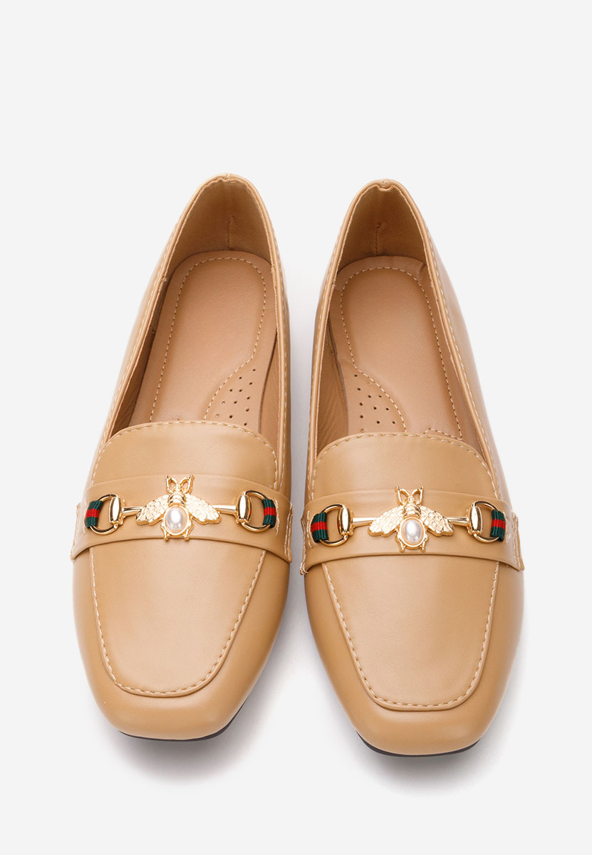 Khaki eleganckie mokasyny damskie Tamera