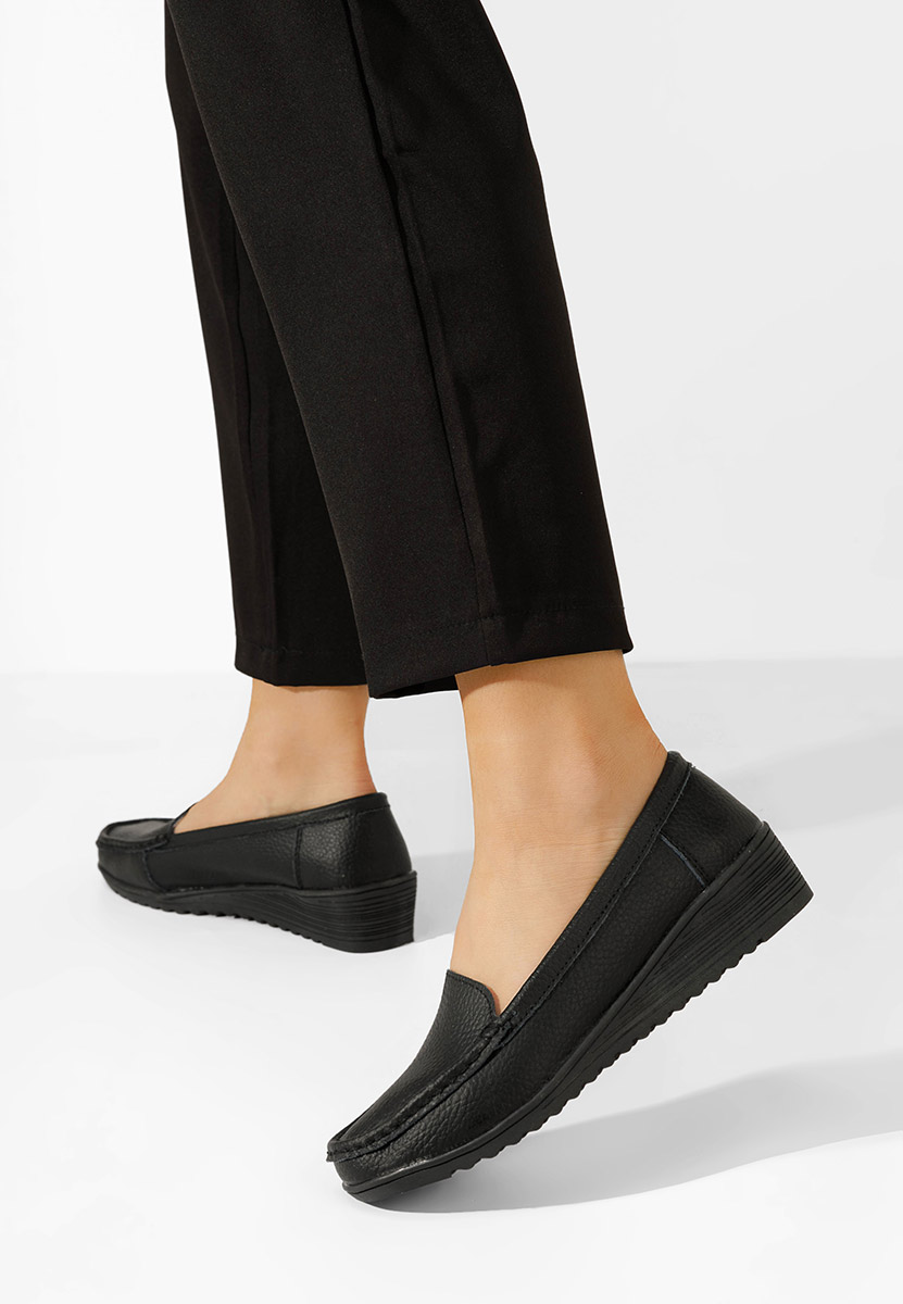 Czarne mokasyny damskie skórzane Storia V2