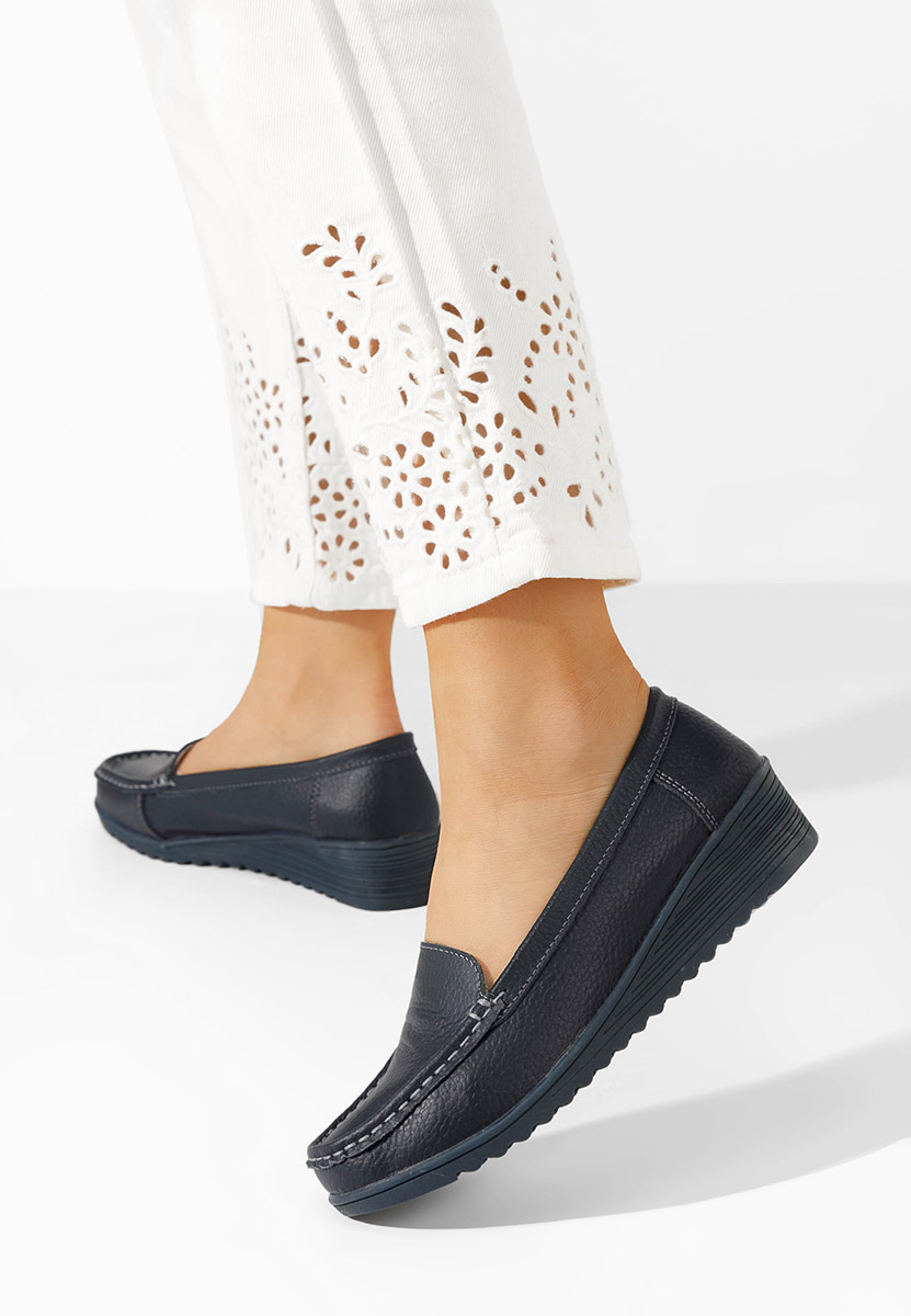 Granatowe mokasyny damskie skórzane Storia V2