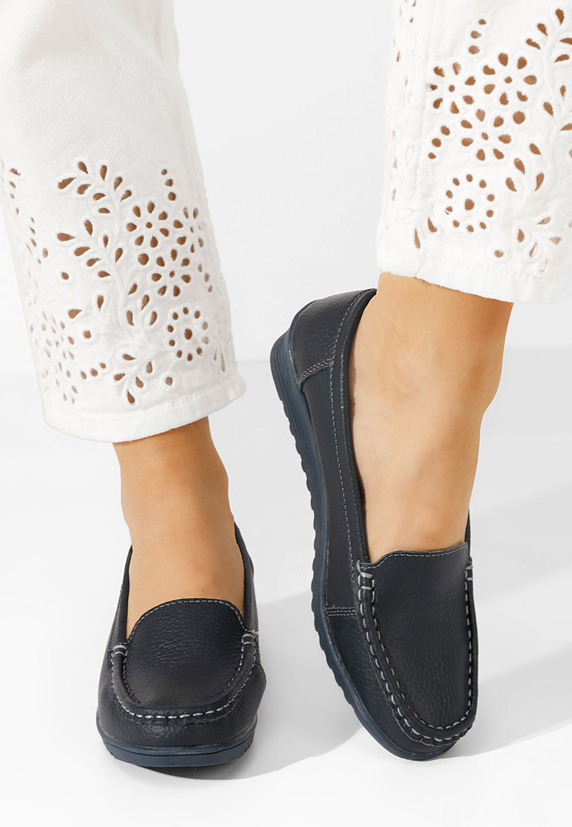 Granatowe mokasyny damskie skórzane Storia V2