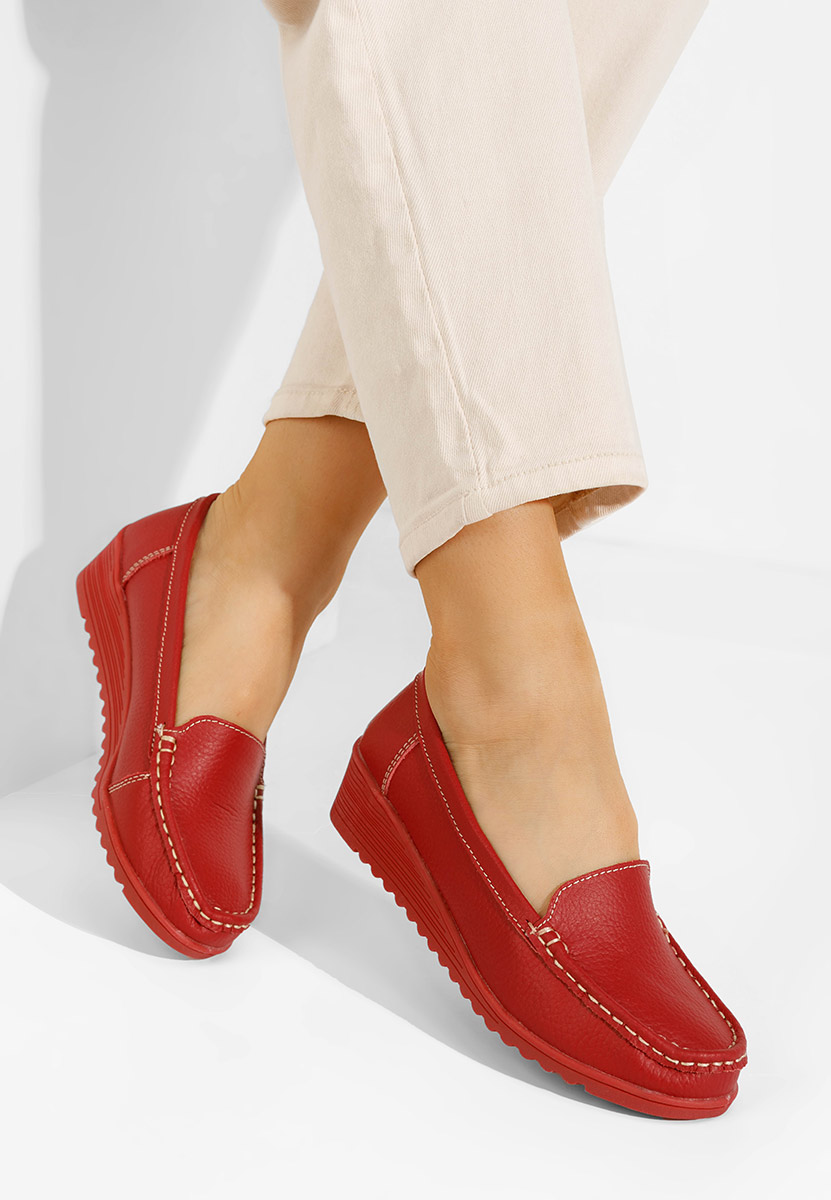 Czerwone mokasyny damskie skórzane Storia V2