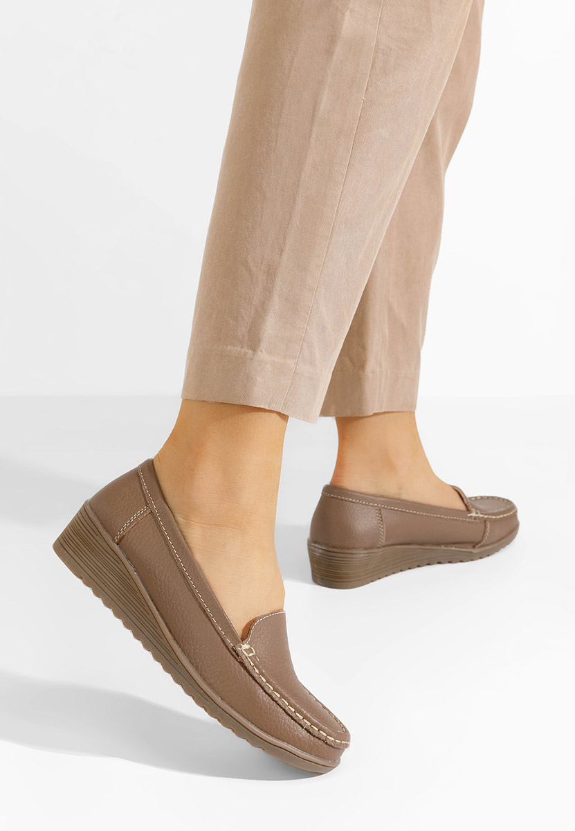 Khaki mokasyny damskie skórzane Storia V2