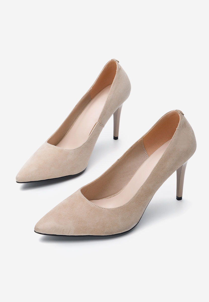 Beżowe szpilki skórzane Paesia