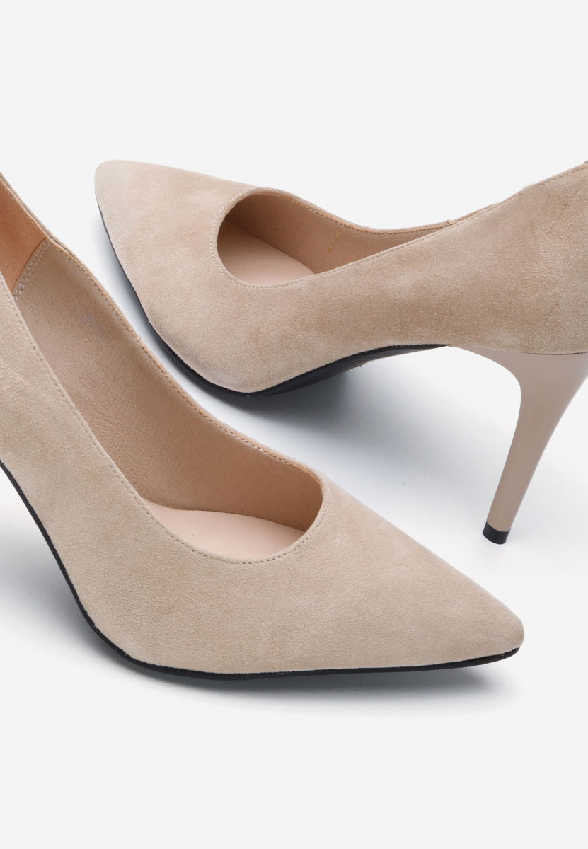 Beżowe szpilki skórzane Paesia