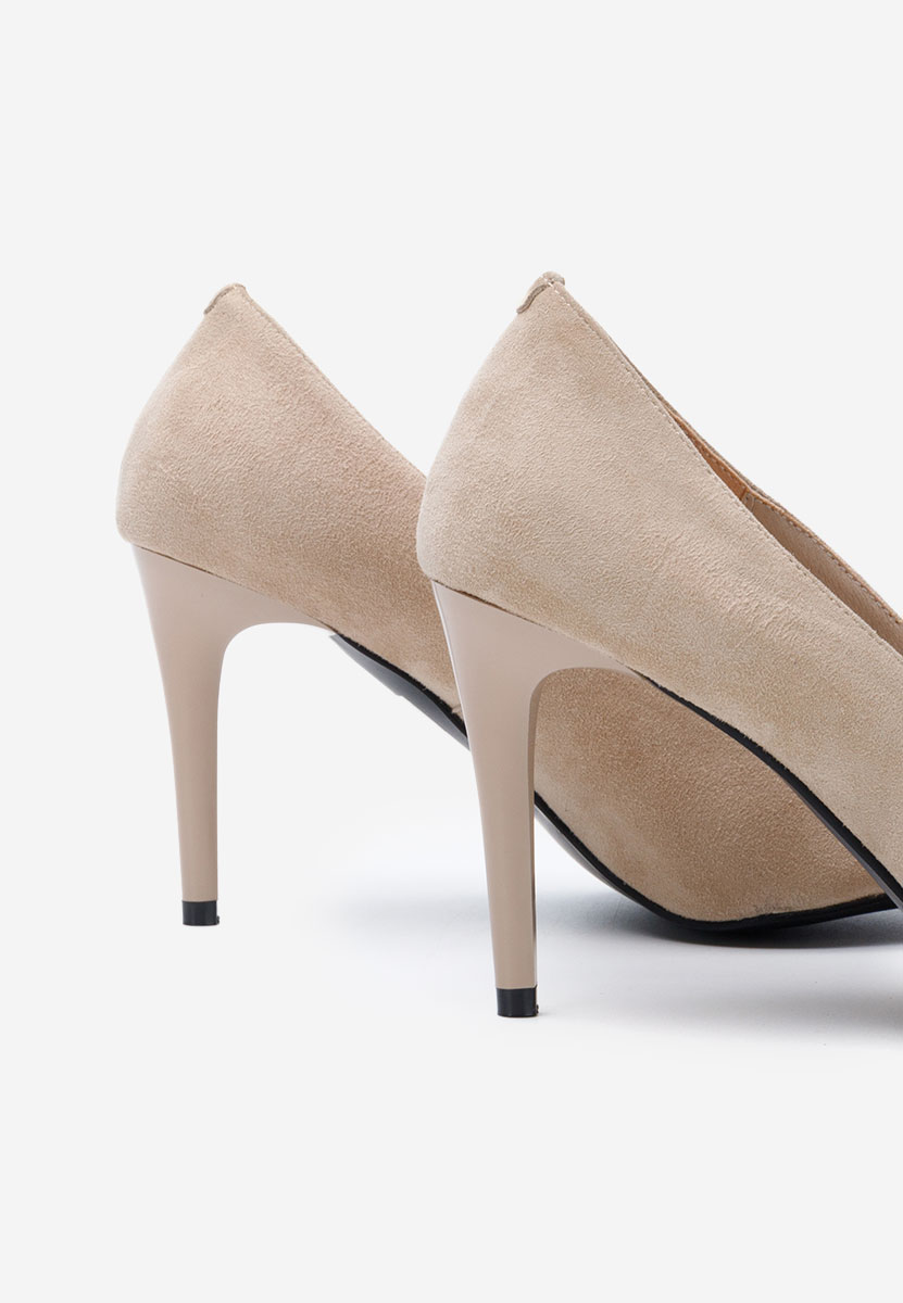 Beżowe szpilki skórzane Paesia