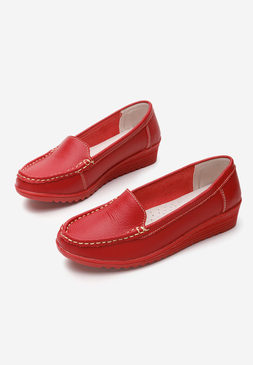 Czerwone mokasyny damskie skórzane Storia V2