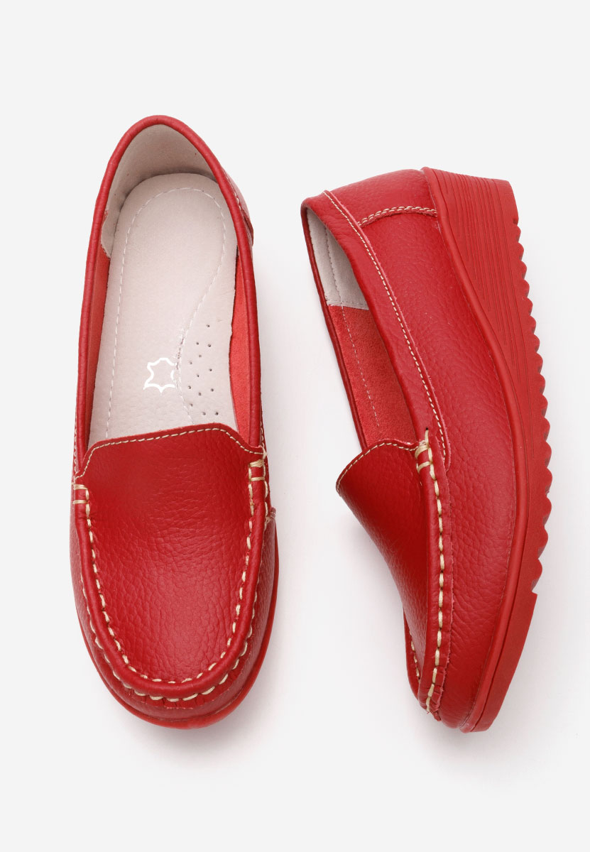Czerwone mokasyny damskie skórzane Storia V2