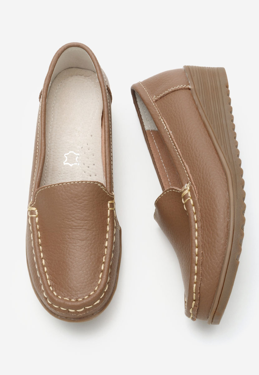 Khaki mokasyny damskie skórzane Storia V2