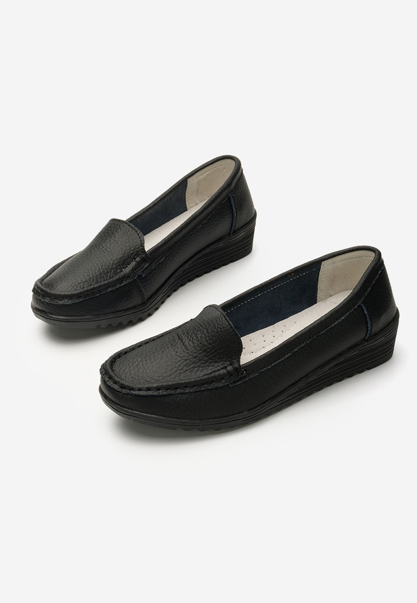 Czarne mokasyny damskie skórzane Storia V2