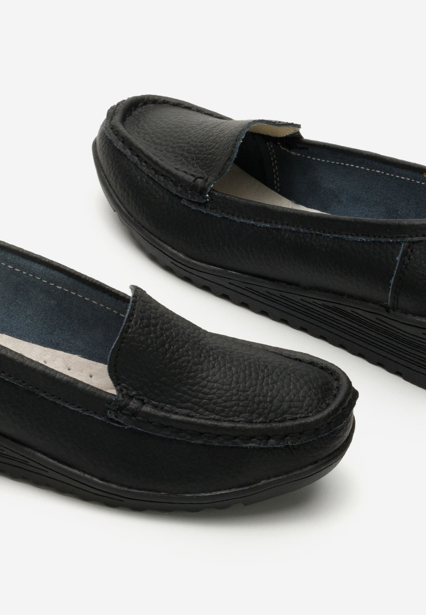 Czarne mokasyny damskie skórzane Storia V2