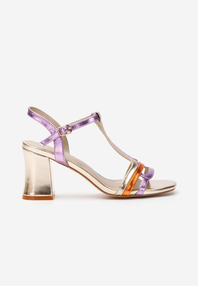 Złote sandały na słupku Risha