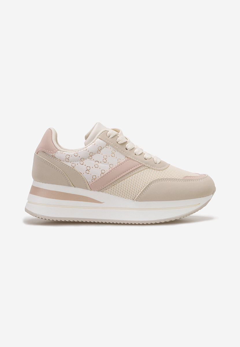 Beżowe sneakersy na koturnie Cameda