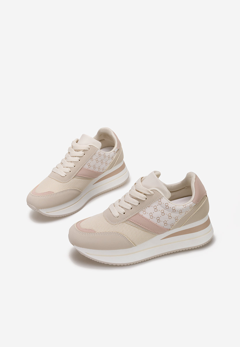 Beżowe sneakersy na koturnie Cameda