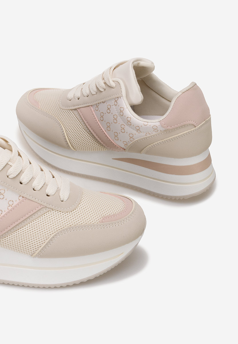 Beżowe sneakersy na koturnie Cameda