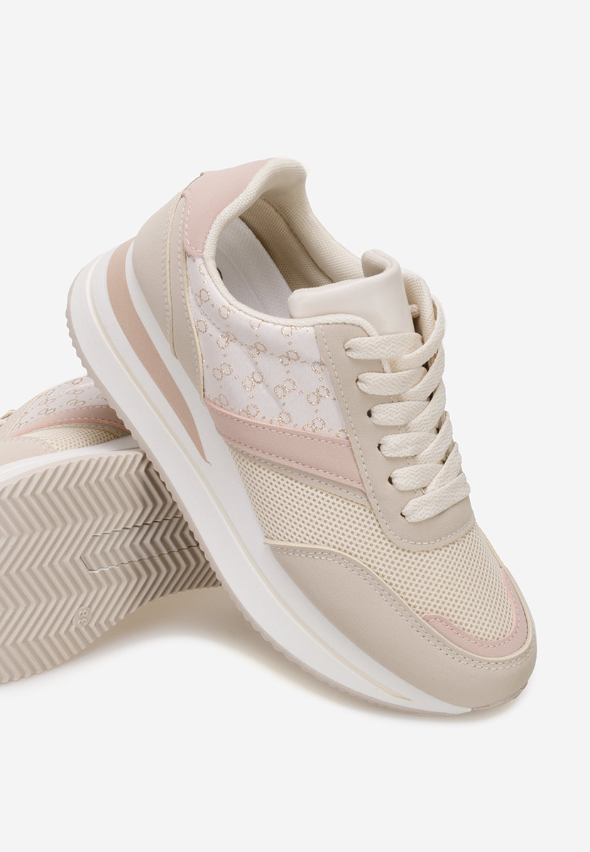 Beżowe sneakersy na koturnie Cameda