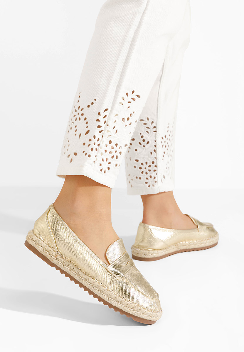 Złote mokasyny damskie Elanore
