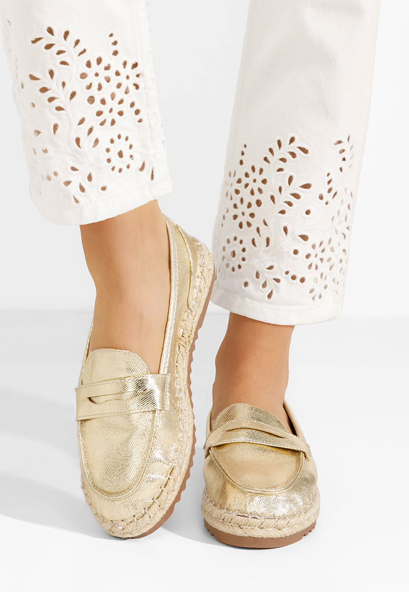 Złote mokasyny damskie Elanore
