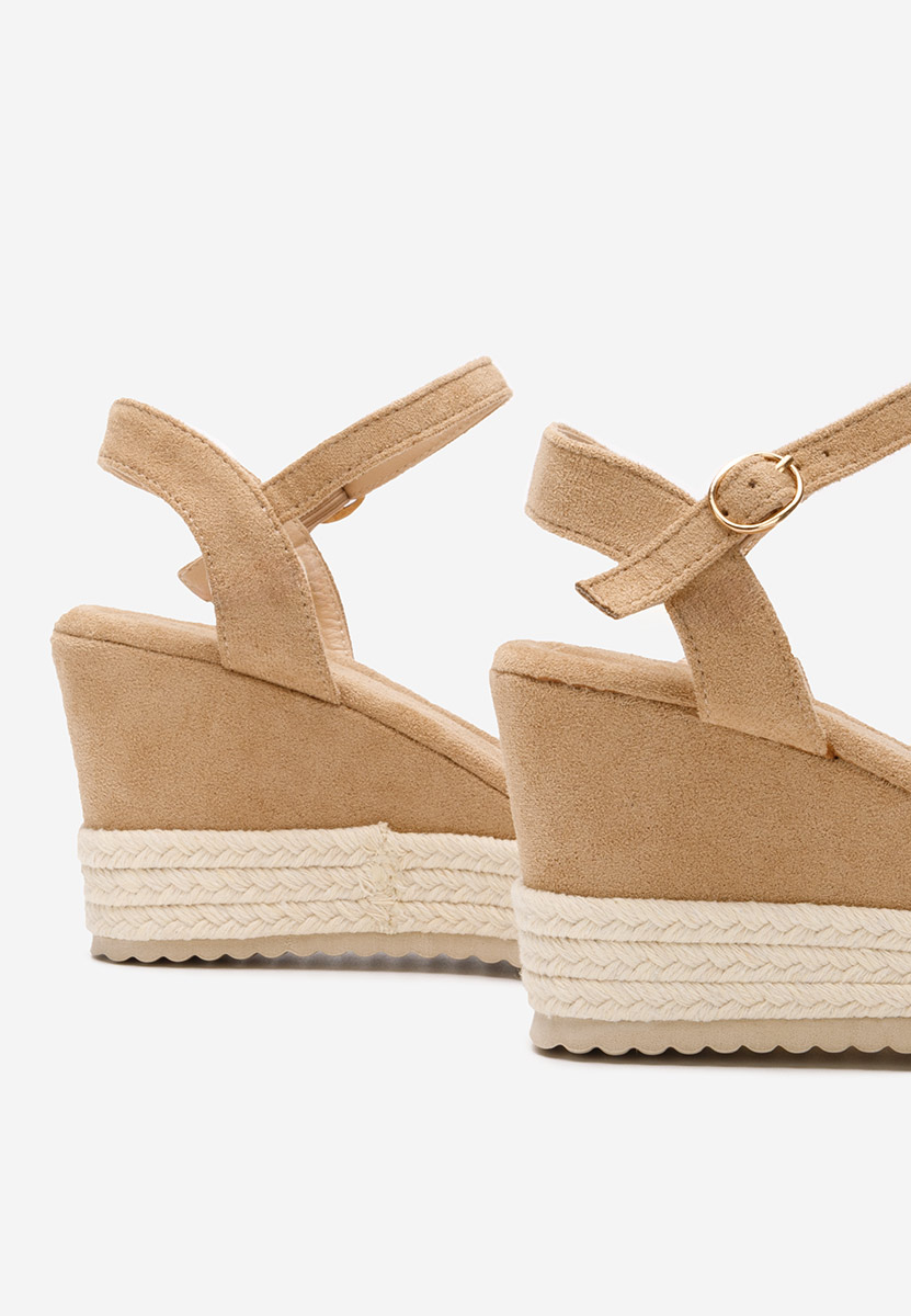 Khaki sandały na koturnie Miliana