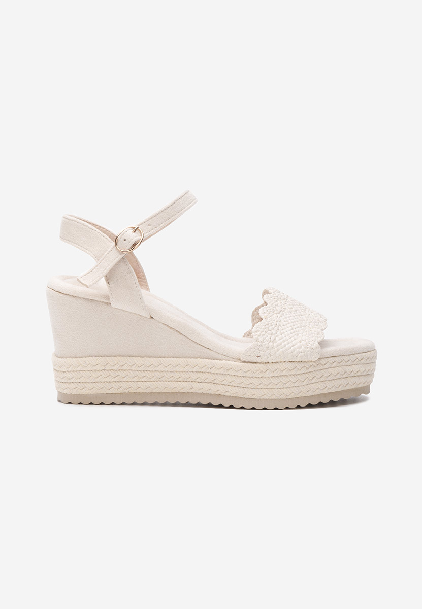 Białe sandały na koturnie Miliana