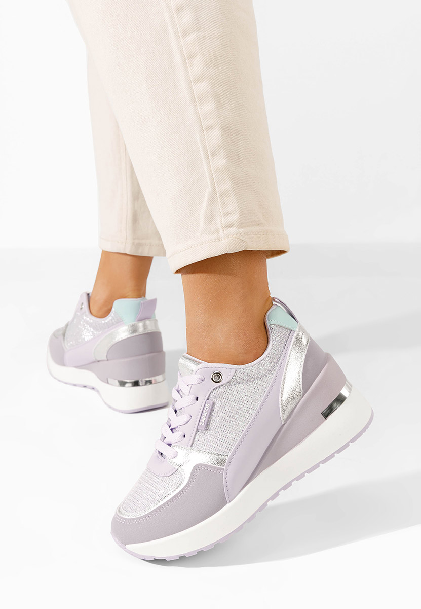 Fioletowe sneakersy na koturnie Zaneta