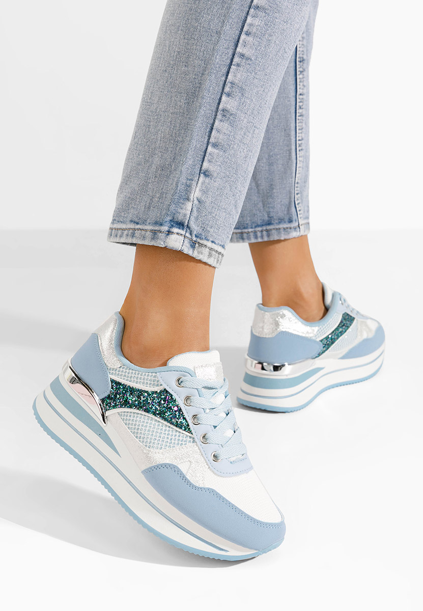 Niebieski sneakersy na platformie Camora