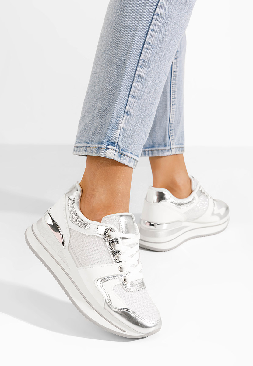 Srebrne sneakersy na platformie Daisie