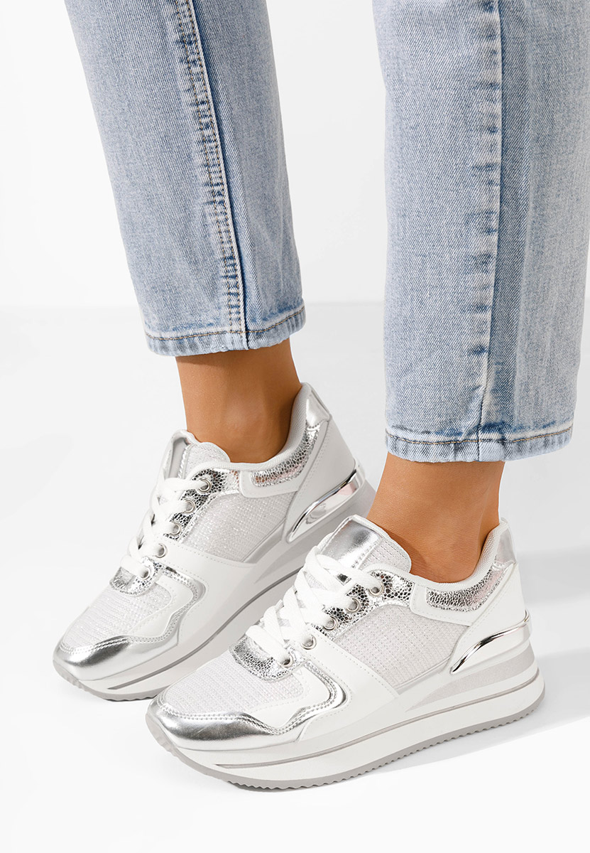 Srebrne sneakersy na platformie Daisie