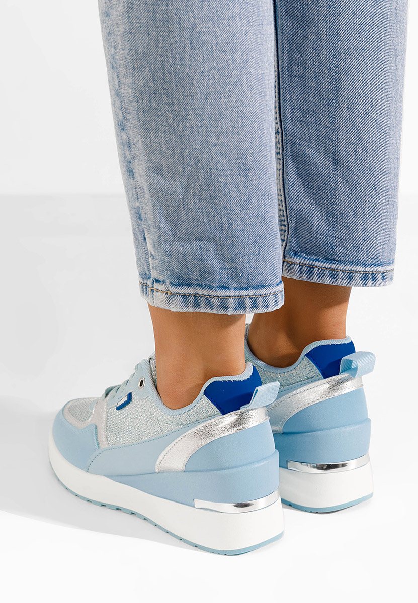 Niebieski sneakersy na koturnie Zaneta
