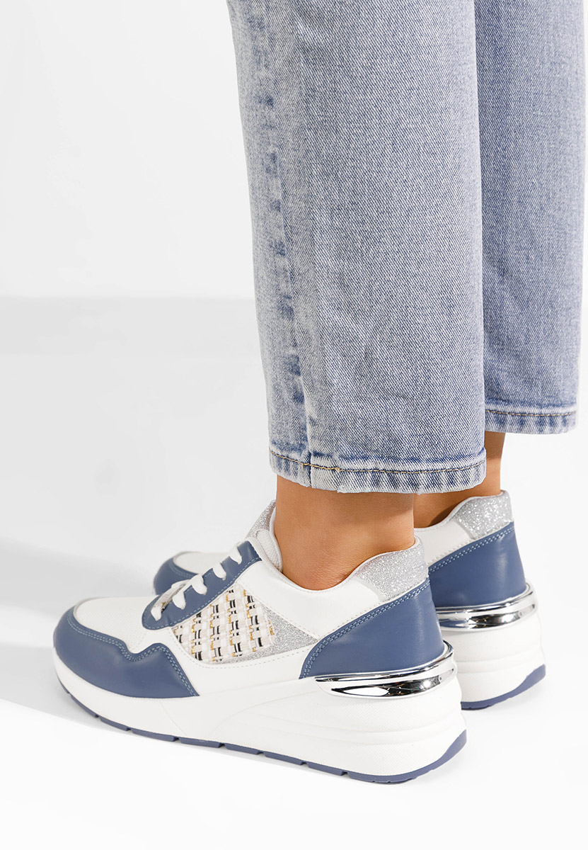 Niebieski sneakersy na koturnie Brynda