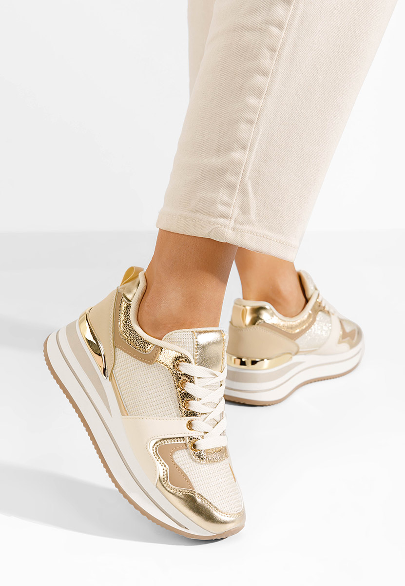 Beżowe sneakersy na platformie Daisie