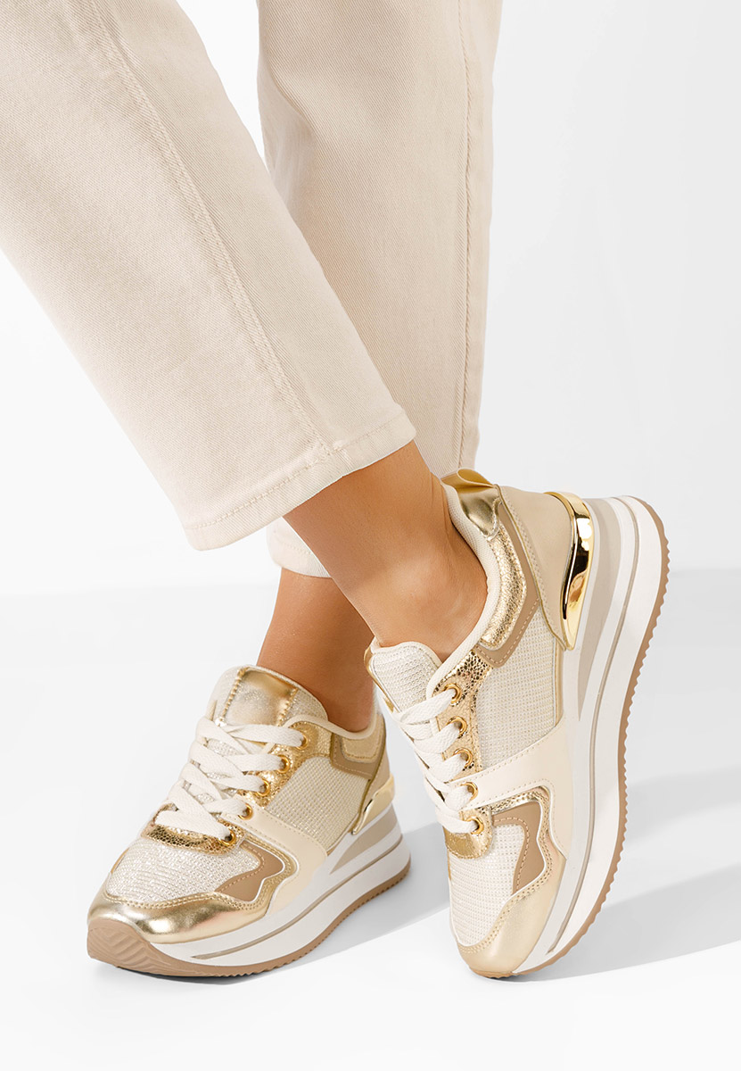 Beżowe sneakersy na platformie Daisie