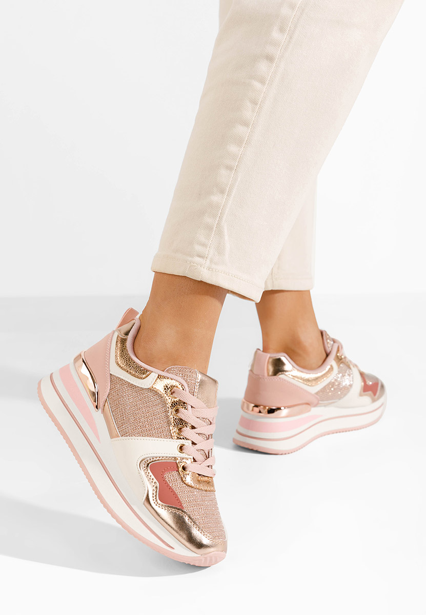 Różowe sneakersy na platformie Daisie