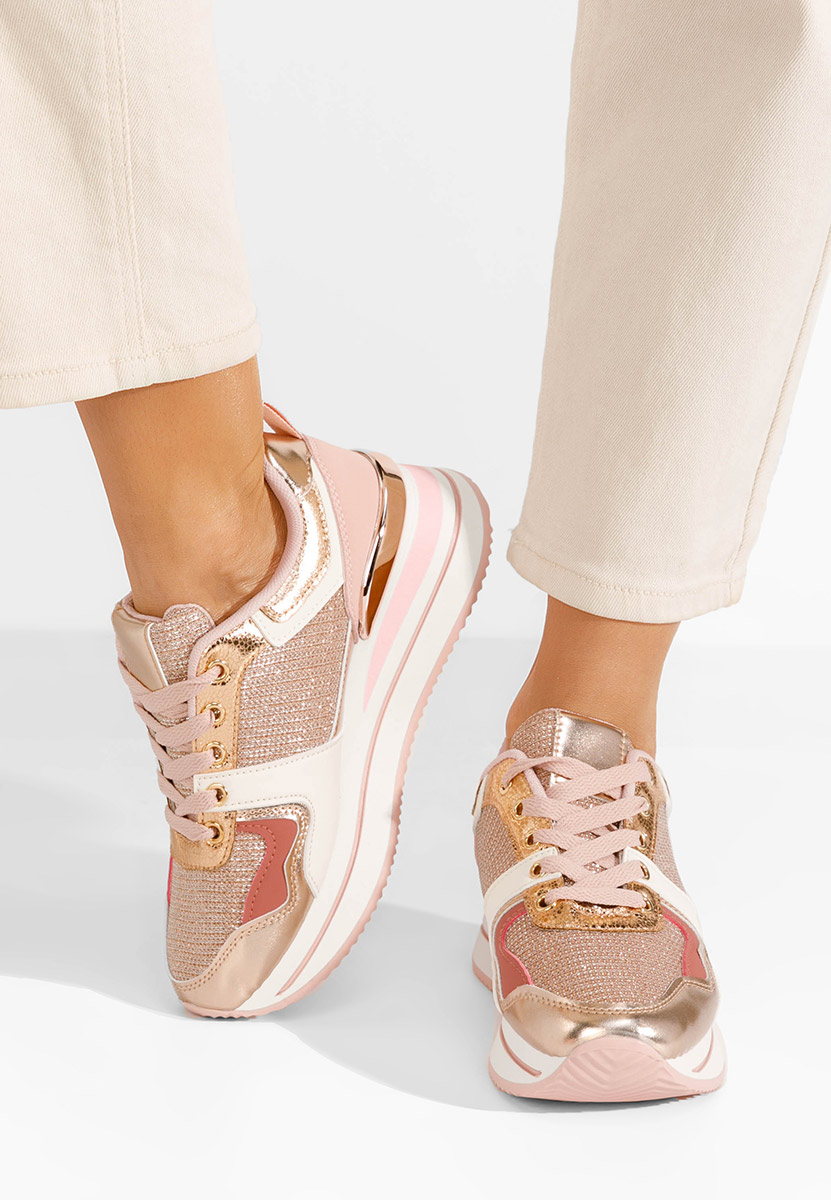 Różowe sneakersy na platformie Daisie