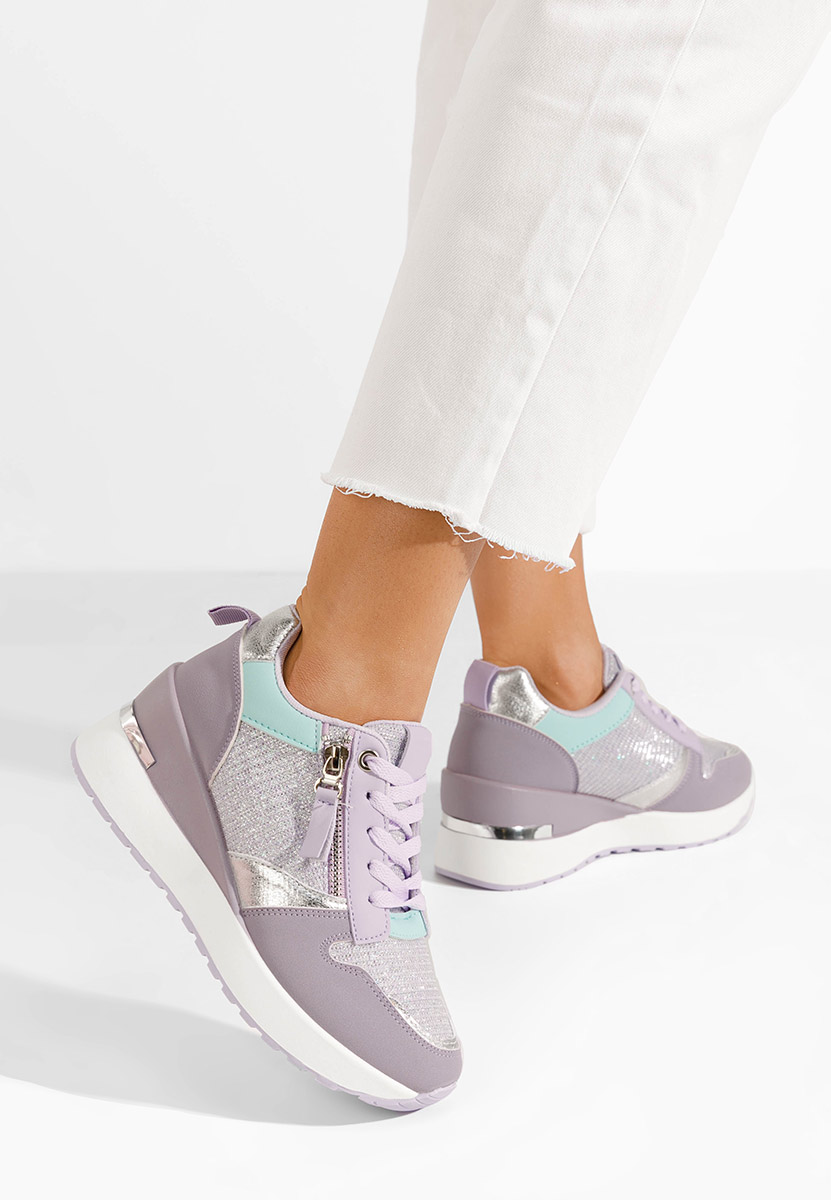 Fioletowe sneakersy na koturnie Zenna