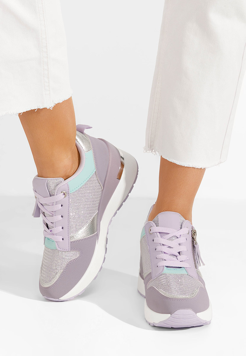 Fioletowe sneakersy na koturnie Zenna