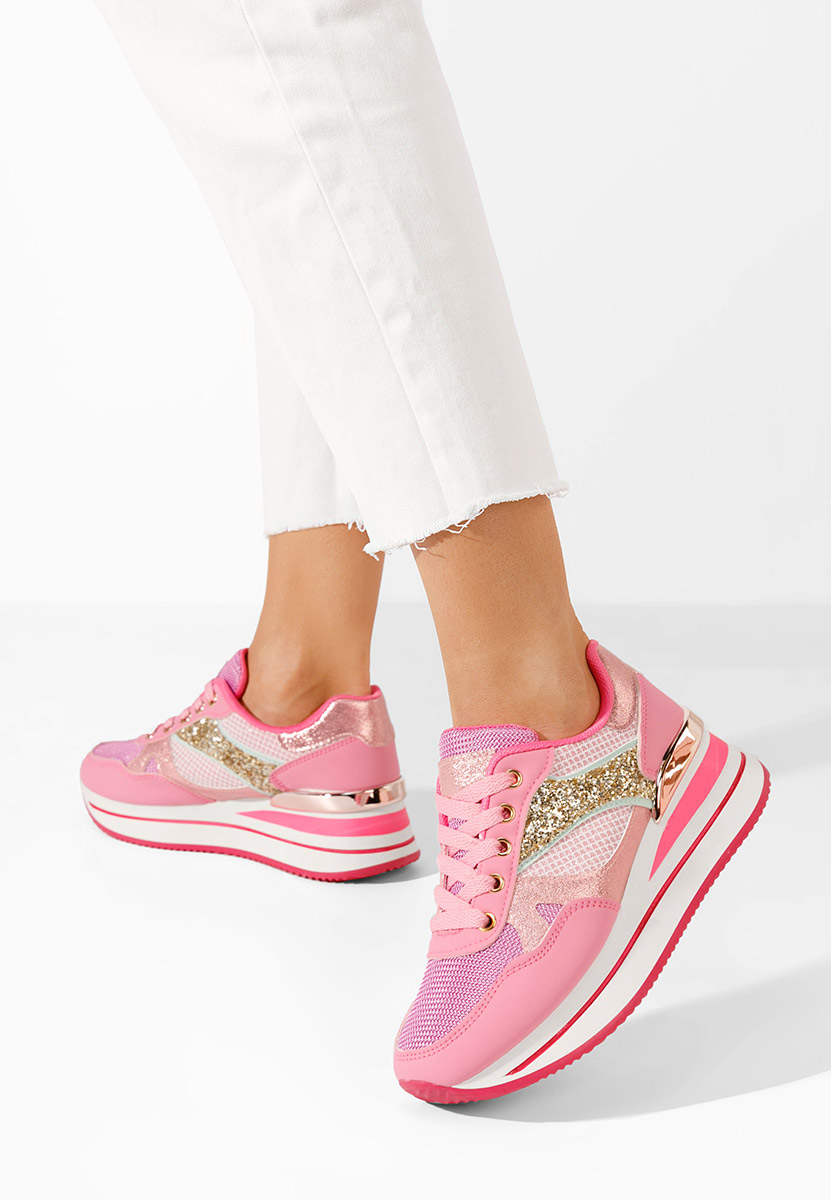 Fuksjowe sneakersy na platformie Camora