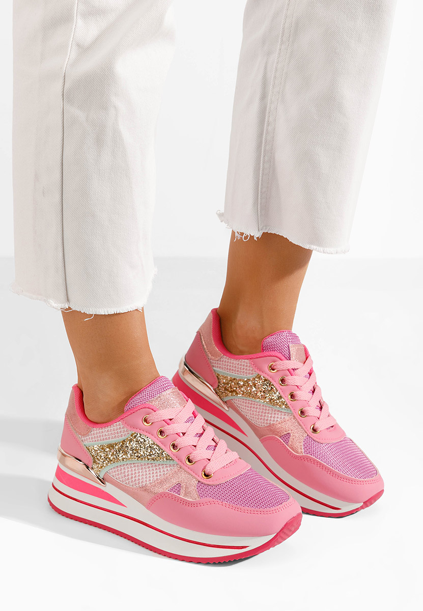 Fuksjowe sneakersy na platformie Camora
