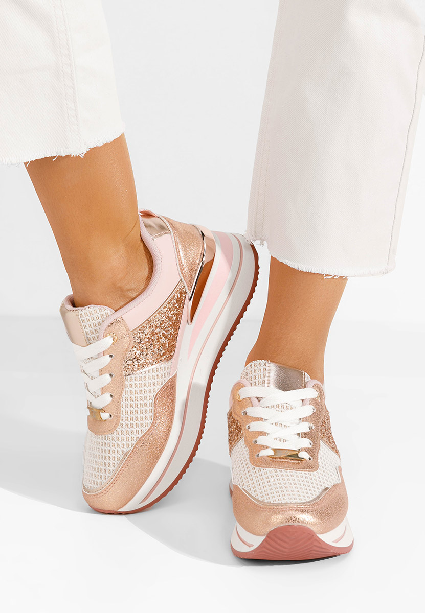 Różowe sneakersy na platformie Hanifa