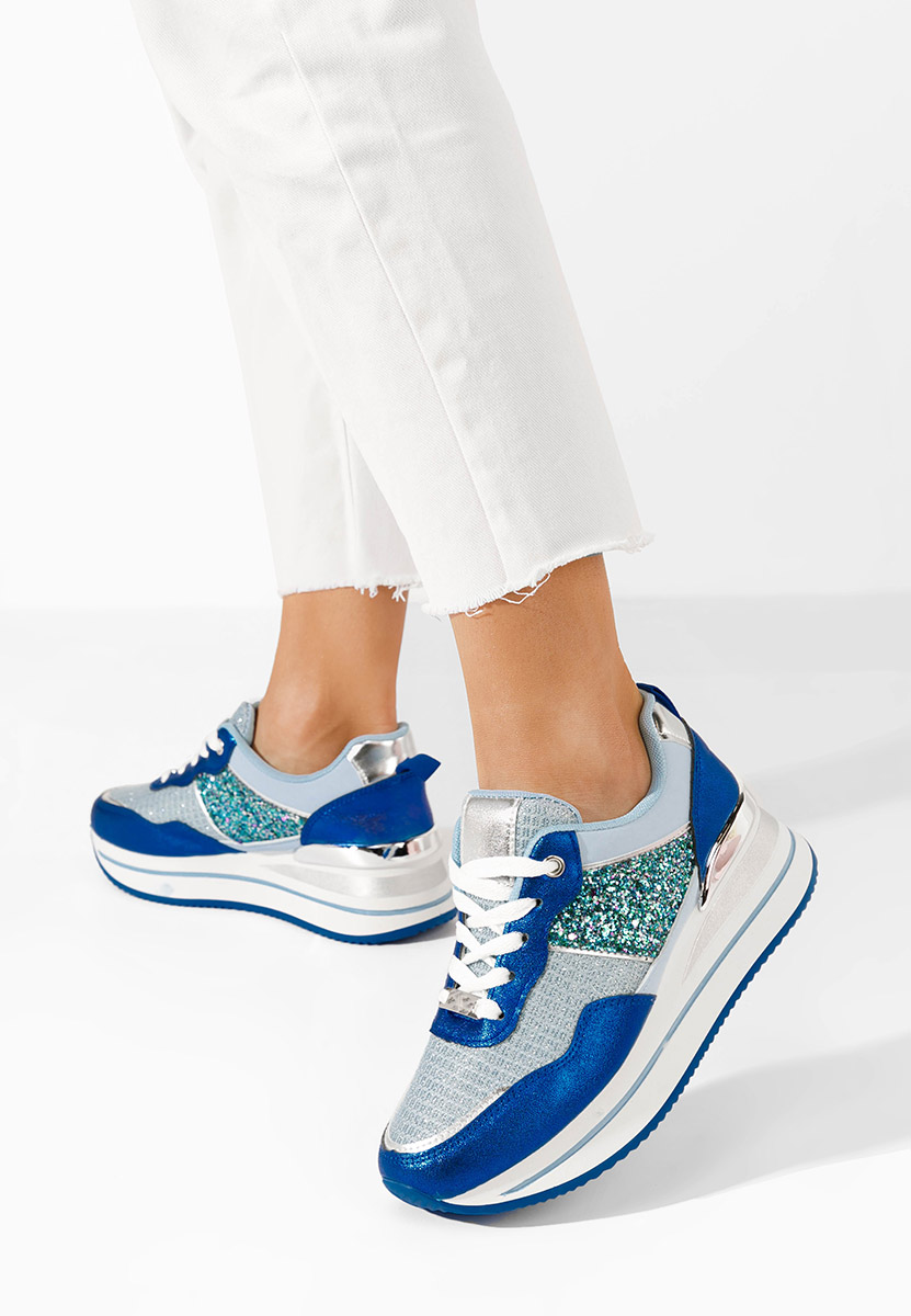 Niebieskie sneakersy na platformie Hanifa
