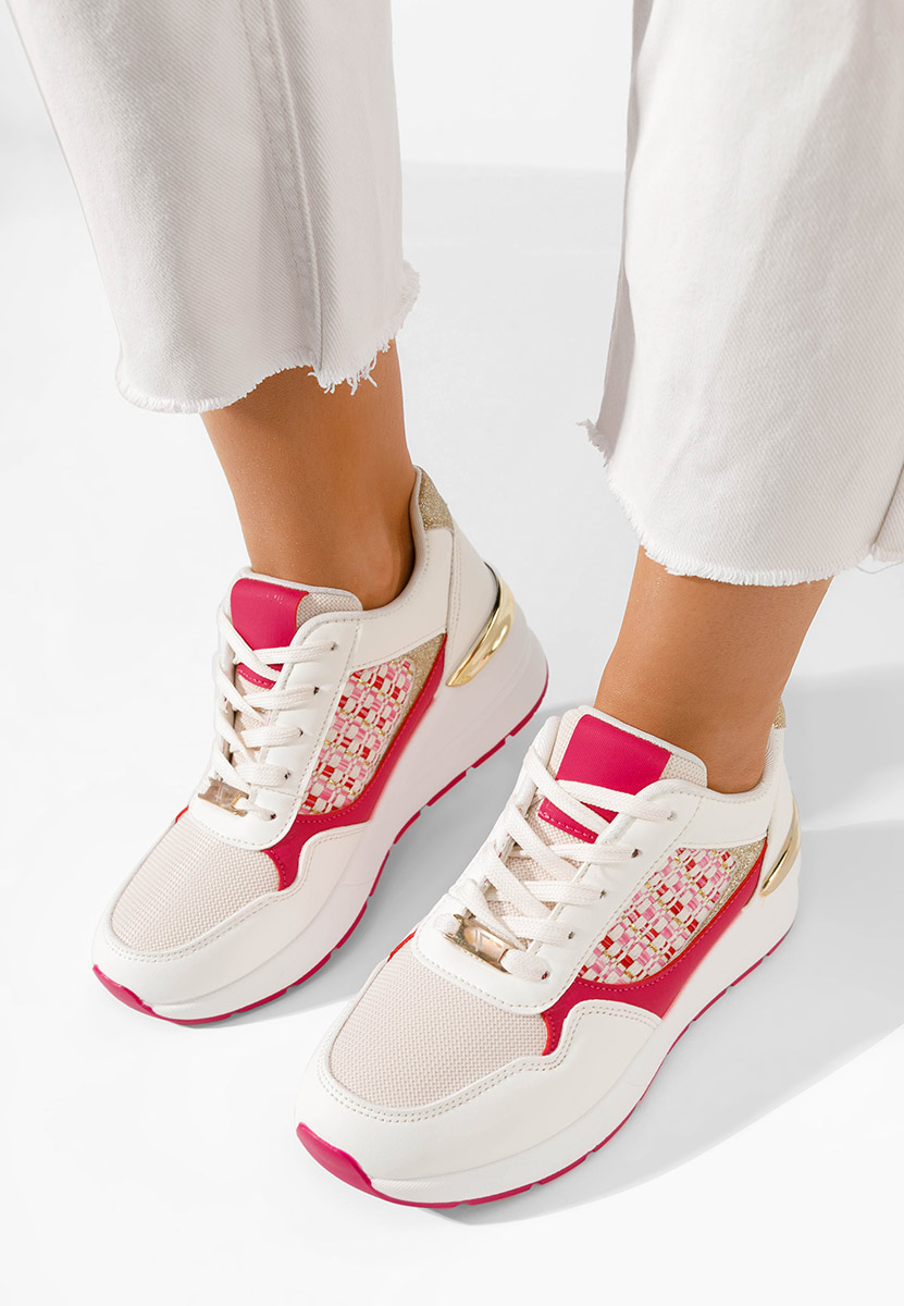 Fuksjowe sneakersy na koturnie Brynda