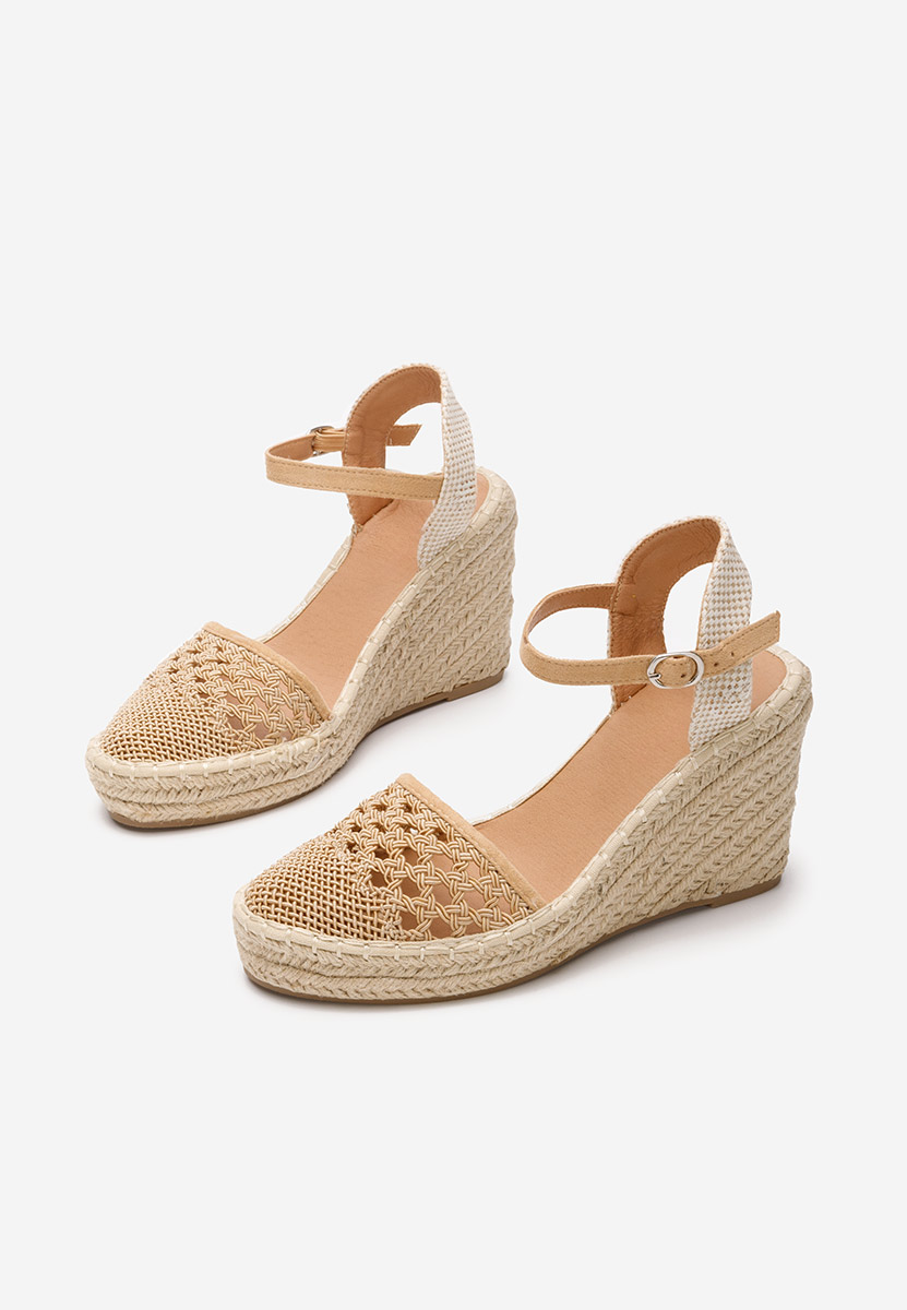 Khaki espadryle na koturnie Adeja