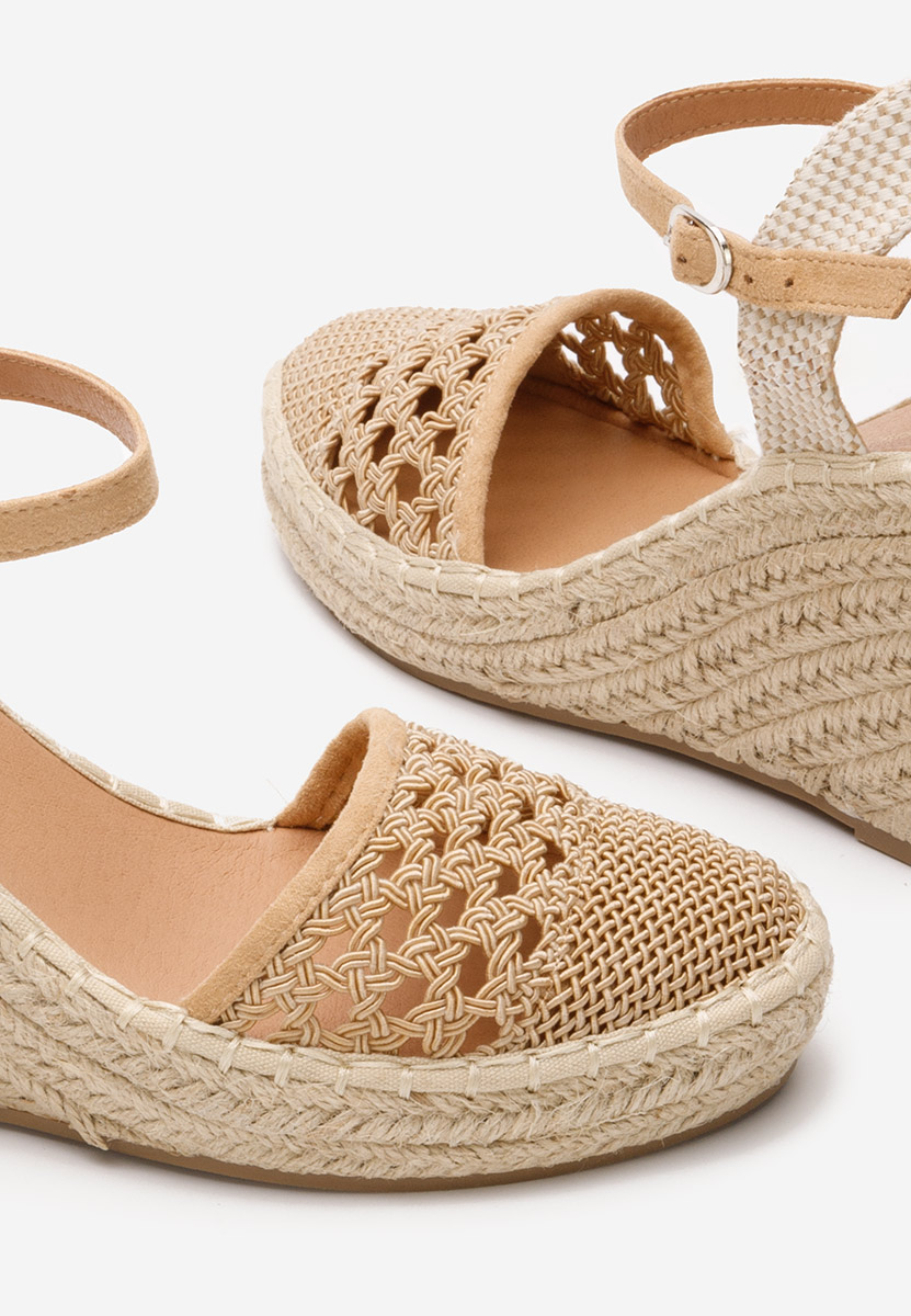 Khaki espadryle na koturnie Adeja