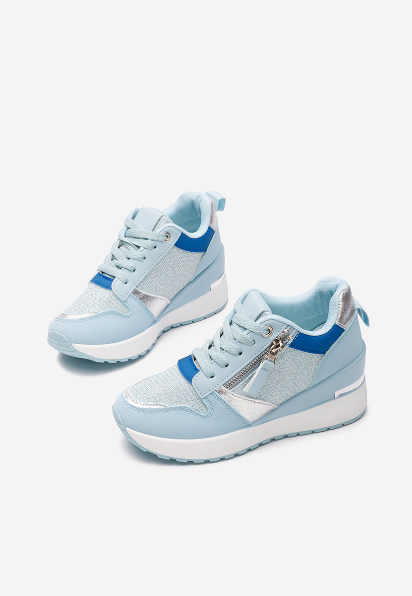 Niebieski sneakersy na koturnie Zenna