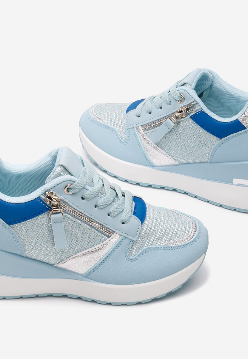 Niebieski sneakersy na koturnie Zenna
