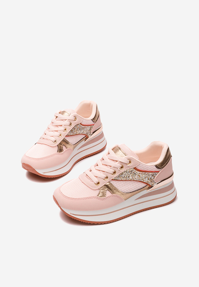 Różowe sneakersy na platformie Camora