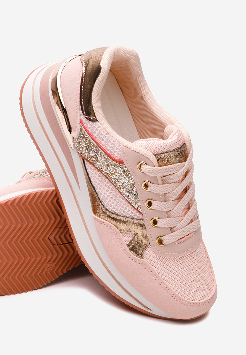 Różowe sneakersy na platformie Camora